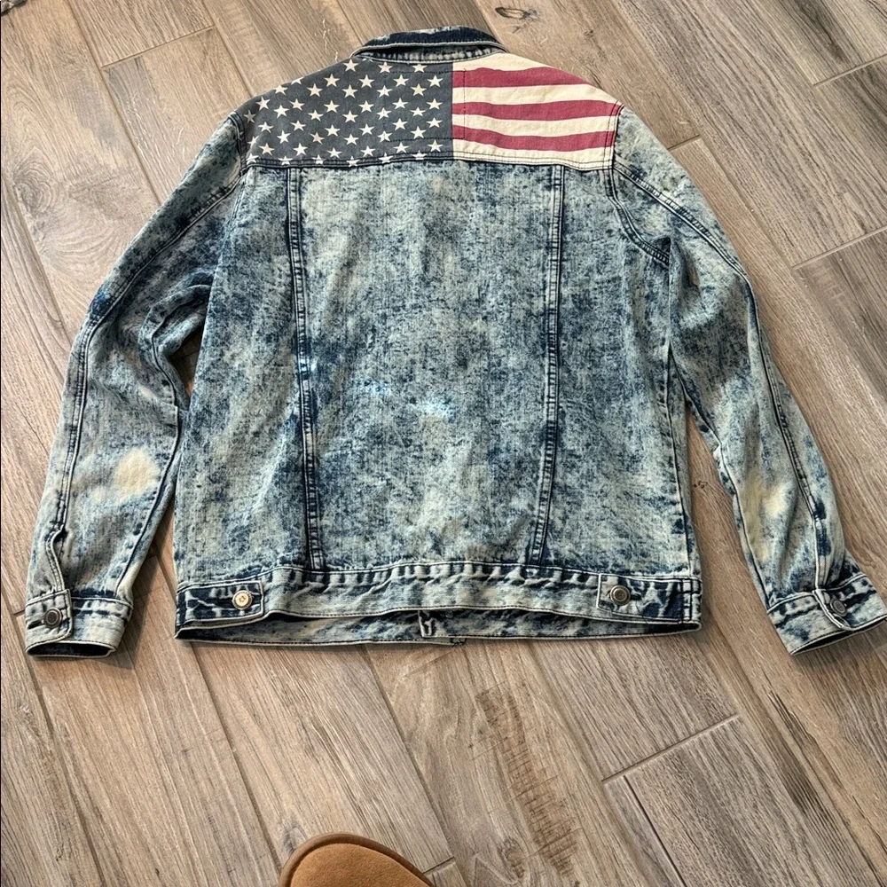 Vintage 1738 Original Brand American Flag‎ Denim Jacket Sz Large - Picture 10 of 11